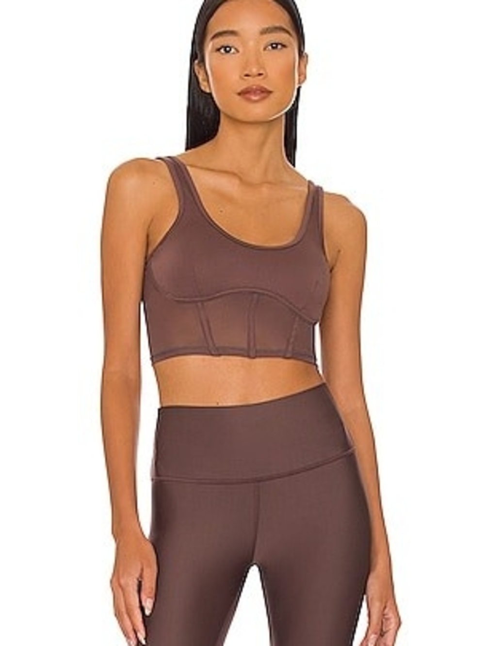 Airbrush Mesh Corset Tank in Raisin
